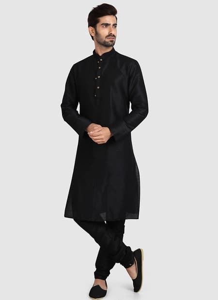 Black Colour Party Wear Mens Silk Kurta Pajama Collection 1271